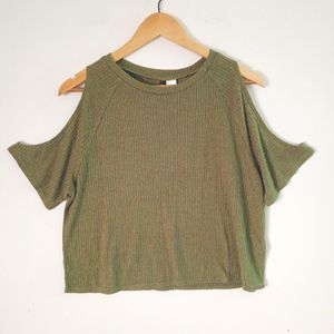 Green Drop Shoulder Top (Women)