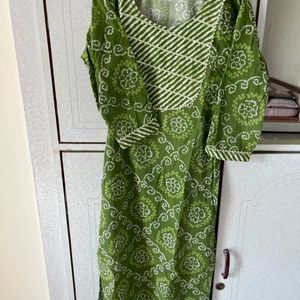 Green Kurti Pant N Dupata Set