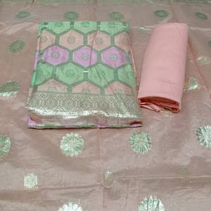 Organza Suit With Banarasi Dupatta