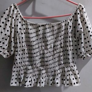 Polka dot White And Black Top