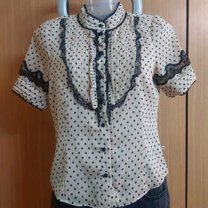 Lacy Polka Dot Button Tops