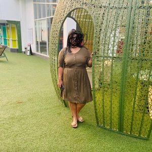 Olive Green Dress In Plus Size