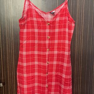 H&M Red and White Checked Strap Dress