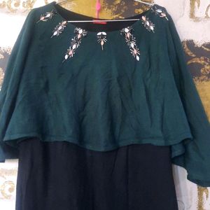 W Embroidered Woollen Kurti With Shrug