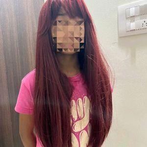 Imported! Women's Long Straight Wine Red Wig