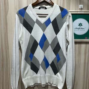 Pull & Bear Checkered V-Neck Sweater