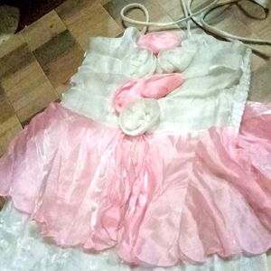 Pink White Gown For Kids Girls