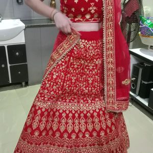 Cherry red lehenga