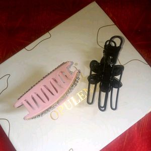 Pink & Black Hair Pin For Women's 🎀