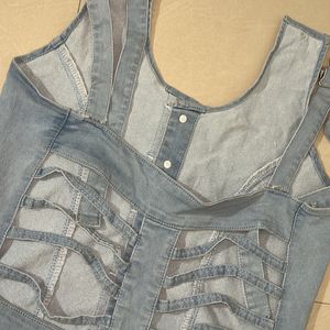 Backless Denim Crop Top