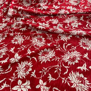 Red and white Floral Saree