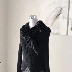 Korean Ribbed Sweater with Faux Fur (Imported)