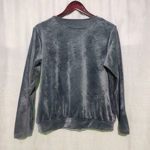 Silverish Grey Velvet Sweatshirt