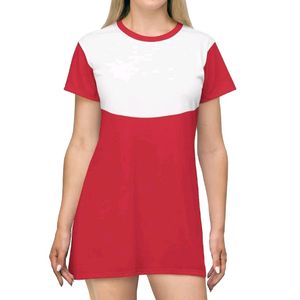 Red & White Short Sleeve Dress