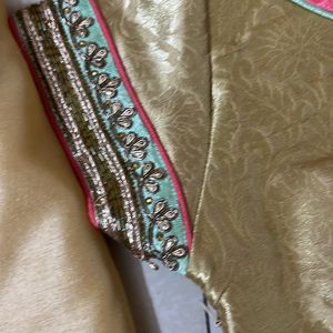 Stone Work Saree With Ready Blouse