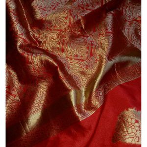 Orangish Red Beautiful Benarasi Silk