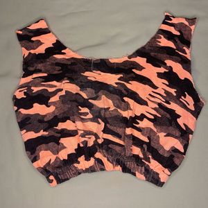 Zela D Neon Camouflage Print Crop Top