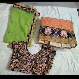 Peach & Green Lehnga Set