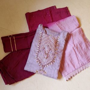 Designer Kurta Pant And Dupatta Set