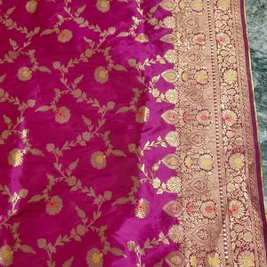 Hot Pink Majenta Banarsi Saree