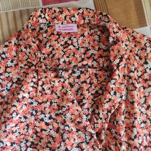 Oxolloxo Playsuit  Orange And Black Floral Print