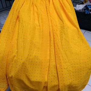 Yellow Mustard Lehnga Choli+ Golden Potli