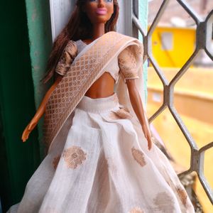 Kerla Style Half Saree For Barbie Doll 🤍