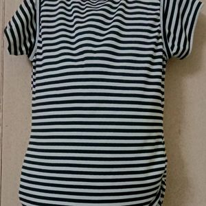 Black And White Striped Tshirt Top