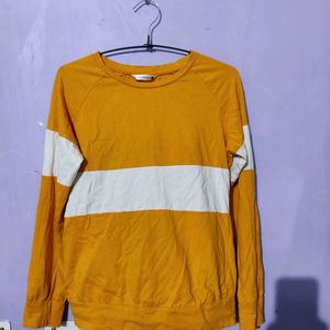 Yellow White Full Sleeves Sweatshirt