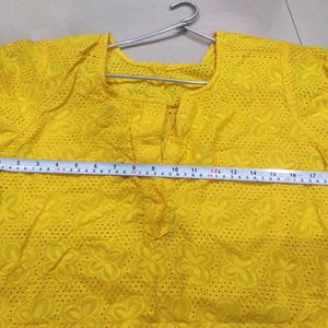 Chikankari Yellow Kurti 💛