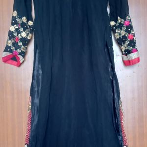 Black Heavy Work Kurta