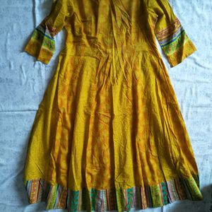 Yellow Printed Anarkali