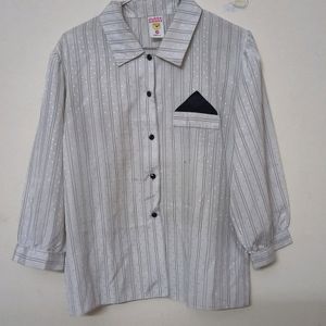 White UK Shirt With Silver Printed Dots