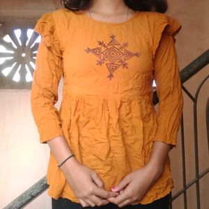 Mustard Yellow Short Kurti