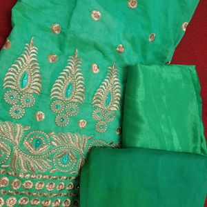 Fancy Green Unstitched Suit Material For Women