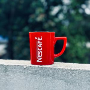 Tea Cup Printed Glass Red Mug Nescafe Coffee Kit