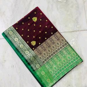 Banarasi Satin Silk Saree With Embroidered Work