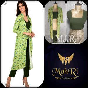 Kurti Set With Pant And Crop Top