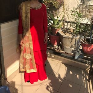 Designer Pooja Suit With pathani Salwar