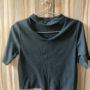 Black Choker Neck Top