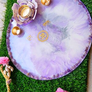 Lavender Colour Handmade Puja Plate