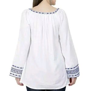 Women's Rayon White Embroidery Top