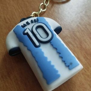 Messy Blue Jersey 3d Rubber keychain, Football, 10