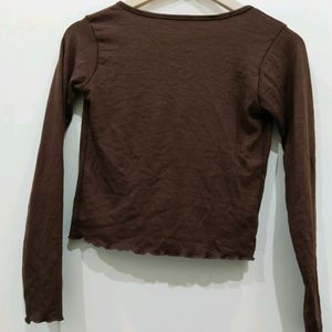 Brown  Knitted Shrug For Women Size M