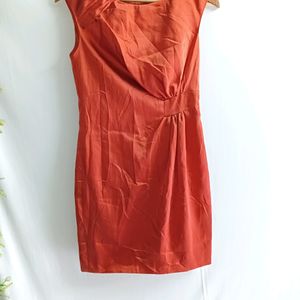 Orange Silk Cocktail Dress