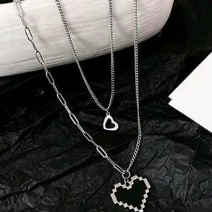 Y2k 2 Layered Silver Plated Chain