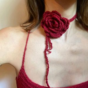 Crochet Rose Choker/ Hand / Hair Accessory