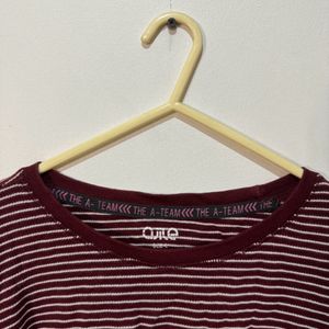 Maroon Stripped Sweater Like Top