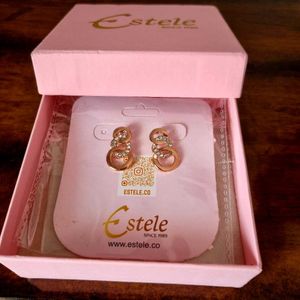 ESTELE ROSE GOLD PLATED CUBIC ZIRCONIA EARRINS