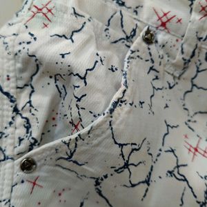 White Patterned Capri For Boys